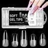 JSRQT 240 Pezzi Unghie Finte Trasparenti Punte Gel Semipermanente Nail Art Copertura Completa Ricostruzione Tip Colla Fake Full Cover Press on DIY Fullcover Soft Acrilico Mandorla Almond per Bambina