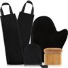 FUNAN Self Tanning Application Kit, 4-Piece Set with Back Applicator, Mini Mitt, Tanning Mitts and Ultra Soft Self Tanner Brush Bamboo Kabuki Brush, Black (black, 4)