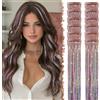 FESHFEN Tinsel Extension Capelli con clip, 12 Pezzi Glitter per Capelli Accessori da Festa e Look Fatina Kit Strass per Donne, Multicolore 50 cm