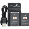 QIAO JIN LIN DSTE EN-EL22 - Batteria agli ioni di litio (2 pezzi) e caricatore micro USB compatibile per fotocamera Nikon 1 J4,1 S2
