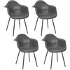 HOME DECO FACTORY, HD0495, Set di 4 poltrone dal Design Moderno Grigio Scuro, Comfort ottimale, Versatili per Soggiorno o Sala da Pranzo, di Facile Manutenzione, Dimensioni: 62x85x59 cm