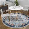 Livabliss Palma Vintage - Tappeto per soggiorno, sala da pranzo, camera da letto, cucina - Boho Chic, design tradizionale orientale multicolore, pelo corto colorato rotondo 160 cm - Blu e senape