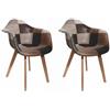 HOME DECO FACTORY Set di 2 poltrone per soggiorno, sala da pranzo, multicolore Patchwork Scandivave Legno Pu