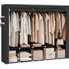 SONGMICS Guardaroba, Armadio Portatile, 5 Barre Appendiabiti, Ripiani, 4 Tasche Laterali, 45 x 211 x 167 cm, Grande Capienza per Camera da Letto, Soggiorno, Nero Inchiostro RYG095B01