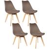 HOME DECO FACTORY Set di 4 scafi scandinavi in PP imbottita, colore: tortortora e mobili da seduta, sedia da tavolo, seduta, soggiorno, sala da pranzo, camera da letto, mobili, legno, 58 x 81,6 x 48,8