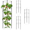 Relaxdays Set da 4 Sostegni Circolari per Pomodori, Piante Rampicanti, Cetrioli, Alti 60 cm, 3 Anelli, Metallo, Nero