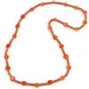 Avalaya Elegante lunga arancione/pesca ceramica/perle di vetro con anelli in metallo tono oro collana/90 cm L, Vetro vetro ceramica