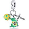 Mon & Sons Ciondolo commemorativo a forma di cuore, in argento Sterling 925, compatibile con braccialetti Pandora Moments (Brasile, Brasile, calcio, croce I Love You)