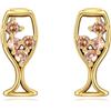 URONE Orecchini da champagne, in argento Sterling 925, con bicchiere di vino, da donna, idea regalo per donne, Argento sterling, Zirconia cubica