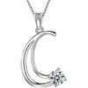 Aurora Tears Argento Sterling 925 Lettera C Collane Cubic Zirconia Alfabeto Iniziale C Pendente Gioielli Regali per Donne e Ragazze DP0166C
