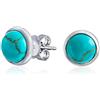 Bling Jewelry Orecchini a bottone a cupola rotonda con castone blu semplice compresso turchese per donne in argento sterling .925