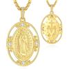 CELESTIA Donna Collana Medaglia Miracolosa Madonna Argento 925 Vergine Maria Ciondolo Uomo Placcato Oro con Catena Gioielli Regali Religiosi Cristiani Cattolico