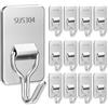 SHFYFHS 12 Pezzi Gancio Adesivo, Ganci Adesivi, Ganci Autoadesivi, Ganci da Parete in Acciaio Inossidabile, Ganci Adesivi in Metallo, per Bagno, Cucina, Soffitto, Appendere, Parete, Porta, Accappatoi.
