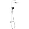 Auralum Colonna Doccia con Porta Sapone per Doccia, Colonna Doccia con Miscelatore Termostatico, Soffione Doccia Grande 30x19cm, Doccetta a 3 Funzioni, Asta Doccia Altezza Regolabile 88-124cm, Cromo