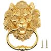 HOJLKLD Battente a testa di leone da 15,2 cm, con viti di montaggio, oro | Classico design vintage, maniglia per porta con leone antico