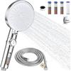 FALSKT Soffione Doccia Alta pressione con tubo 2M Doccino per Doccia 6 Funzioni Testa a Mano con Acqua Stop soffione doccia anticalcare Telefono Doccia Regolabile Risparmio Idrico,4 Filtro,Supporto