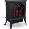 alpina Stufa elettrica con riscaldamento, camino indipendente con effetto fiamma, protezione da surriscaldamento, 800 W/1500 W, colore nero, dimensioni: 39 x 25 x 54 cm