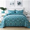 NEWLAKE Set copriletto in cotone, reversibile, patchwork, turchese, classico motivo reale, king size