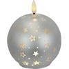 Flair Flower Candela a sfera a LED in vetro con motivo a stella e timer, 10 cm, candela a LED elettrica, luce bianca calda, decorazione per l'Avvento, ghirlanda di Natale, San Valentino, inodore, antigoccia, senza
