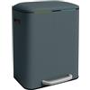 Relaxdays Cestino, 2 Scomparti, 2X 20 l, secchi Estraibili, softclose, Pedale, Metallo, separatore