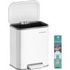 SONGMICS Pattumiera da Cucina, Cestino a Pedale da 20L, Pattumiera in Acciaio, Coperchio a Chiusura Morbida, Rimane Aperto, Secchio Interno, Ampio Pedale Antiscivolo, Bianco Nuvola LTB542W02