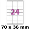 Materiel-pro 24 etichette per foglio A4, 70 x 36 mm, 25 fogli di etichette bianche di carta autoadesive per stampante laser, a getto d'inchiostro e fotocopiatrice