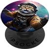 Cosmic Tail Ventures. Cute Cat designs Baffi galattici. Gatto astronauta cosmico divertente. PopSockets PopGrip Adesivo