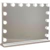 NONE Specchio per il trucco con illuminazione a LED: toletta con 15 o 12 lampadine, 3 modalità di illuminazione, controllo touch, specchio per il trucco ricaricabile tramite USB con ingrandimento e luce