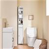 SoBuy BZR34-KW armadio da bagno armadio stretto alto scaffale da bagno armadio con anta e cassetto ripiano di nicchia per bagno