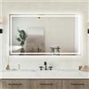 NONE Specchio bagno Rettangolare 70/80/90/100/120 cm Retroilluminato Con Led, Antiappannamento + 3 Luci