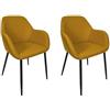 HOME DECO FACTORY, HD0478, Set di 2 poltrone contemporanee Gialle, Design Elegante ed ergonomico, Comfort ottimale, di Facile Manutenzione, perfette per Soggiorno, Dimensioni 59x85x557 cm
