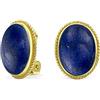 Bling Jewelry 7Ct Oval Cabochon Oval Blue Lapis Azul Rope Cable Bezel 14K Gold Plated .925 Sterling Silver Clip On Earrings For Women Clip Only Is Alloy