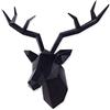 Keygift Testa di cervo decorazione da parete geometrica corna di cervo nero scultura da parete finta tassidermia resina parete testa di animale 48 x 17 x 43 cm