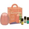 Purae Respira Buonumore Kit con Diffusore a Ultrasuoni e 3 Oli Essenziali Biologici e Puri di Menta Piperita, Limone, Litsea