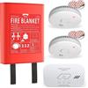 ELRO FF0404 Kit di protezione antincendio - 2x rilevatore di fumo con batteria a 5 anni e montaggio magnetico - Rilevatore di CO con sensore a 10 anni - Coperta antincendio coperta rigida 1,2m x 1,2m