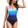MEILONGER Costume da Bagno Sport Donne Estate Belly Way One Piece Rashguard Sexy Push Up Costumi da Bagno Donne Costume da Bagno Monokini Beachwear(11277 Blu,XL)