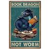 XZHDXTIN Targhe in metallo retrò a forma di drago, con scritta in inglese Dragon Not worm, divertente poster per biblioteca, bar, soggiorno, bagno, cucina, decorazione da parete, idea regalo, 20,3 x 30,5 cm
