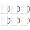 H&H Set di 6 Tazze in Vetro Borosilicato, Manici Decorati Stile Candy Cane, Colori Assortiti, 470ml, Lavabili in Lavastoviglie, Idea Regalo Natalizia