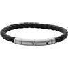 Fossil Bracciale da uomo in pelle o acciaio inossidabile con chiusura regolabile, Marrone