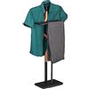 Relaxdays Servo Muto da Camera, 107x47,5x20 cm, Appendiabiti per Giacca Camicia e Pantalone, Acciaio e MDF, Nero Marrone