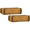 MC-Trend set di 2 scatole di legno uniche a forma di mattone con finiture in metallo