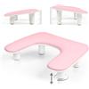 Linssy Bracciolo per Nail Tech, regolabile in altezza a forma di U per manicure, grande poggia mano in pelle PU in microfibra per nail tech, bracciolo professionale per salone di bellezza (bianco) (rosa)