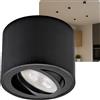 Sweet Led - Faretto da soffitto piatto, nero spazzolato, proiettore da soffitto in alluminio, con modulo LED da 5 W, orientabile, rotondo, 230 V, luce calda da soffitto