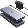 Selore&S-Global Docking Station With 65W USB C Hub - 3 Monitor With 4K Dual HDMI, 4K DisplayPort, 100W PD, Gigabit Ethernet, 10Gbps Data, 3.1/3.0/2.0 Ports, SD/TF, 3.5mm Audio/Mic