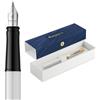 Waterman Impression Penna Stilografica | Punta Fine con Ricarica di Inchiostro Blu | Lacca Bianca con Rifiniture Placcate in Oro | Confezione regalo