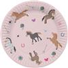 Folat 27503 Decorazione di Compleanno a Cavallo Rosa - Piatti - Happy Horses - 23 cm - 8 pezzi - Stoviglie per Feste a Tema Cavallo