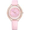 Swarovski Orologio Crystalline aura, Fabbricato in Svizzera, Cinturino in pelle, Rosa, Finitura in tono oro rosa
