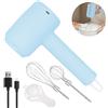 NIUAWASA Sbattitore Elettrico Ricaricabile, Funziona a Batteria Portatile a Frustino Montalatte Mano 3 Velocità e 2 Staccabile Fruste per la Cottura e Frullino per le Uova e Frullato Crema (Blu)