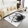 Loussiesd Tappetino da basket per interni per bambini, 100 x 150 cm, tema sportivo, tappeto nero bianco tie dye, tappeto per interni e soggiorno