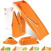 Börner Affettaverdure V1 (Set Professionale) - Mandolina a V con 4 Inserti, Portaverdure, Dockingstation & Box - Mandolina Regolabile - Per Fette, Strisce & Cubetti - Arancione